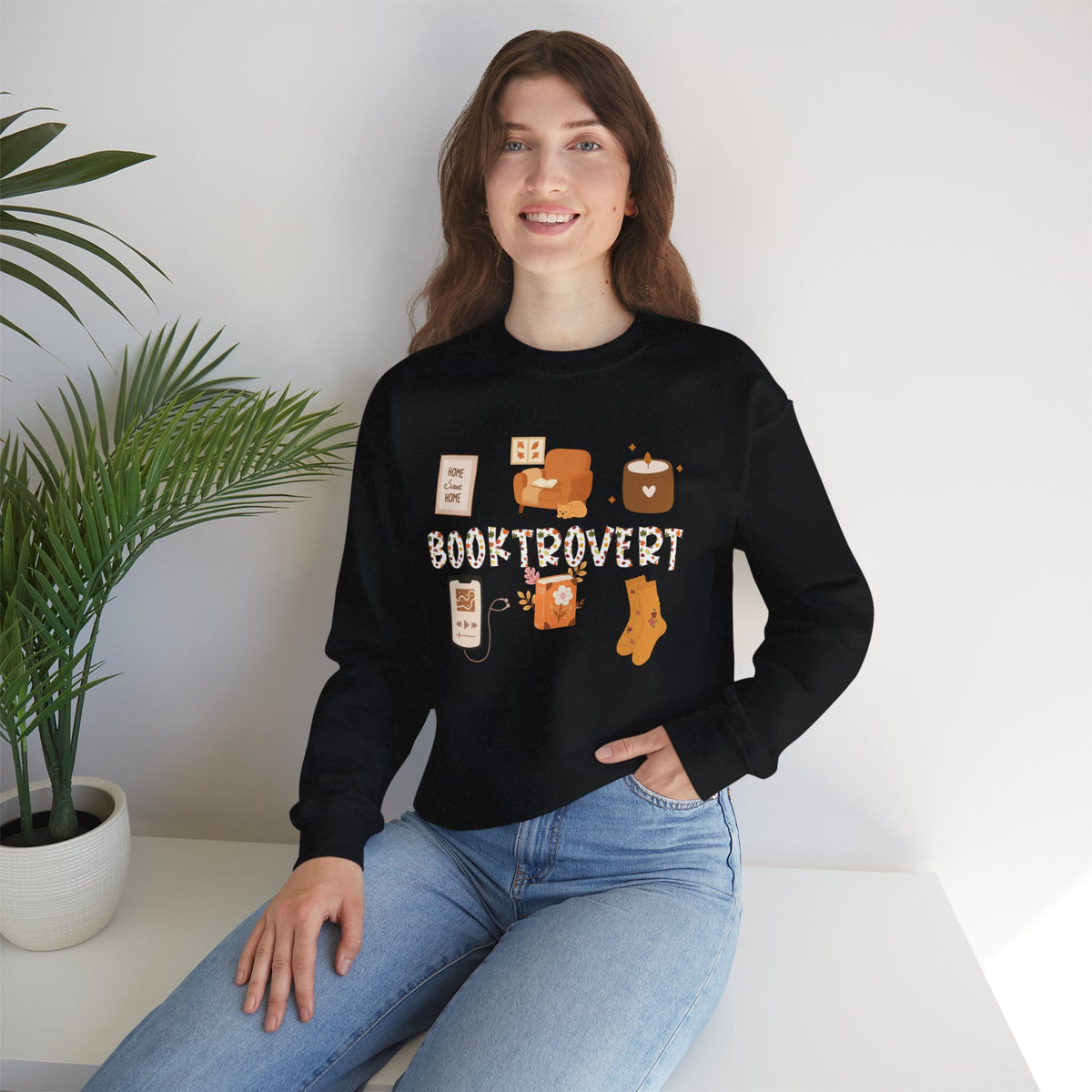 Cozy Booktrovert-Themed Crewneck Sweatshirt - Perfect for Home, Gifts, Birthdays, or Chill Days, Cute & Comfy!