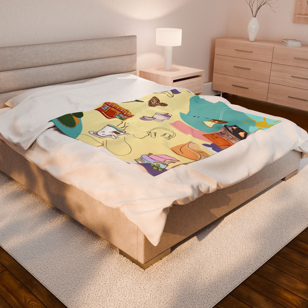 Cozy Velveteen Plush Book Girlie Blanket, Soft Throw for Home, Warm Decorative Accent, Perfect Gift for Coffee Lovers, Ideal for Couch and Bed