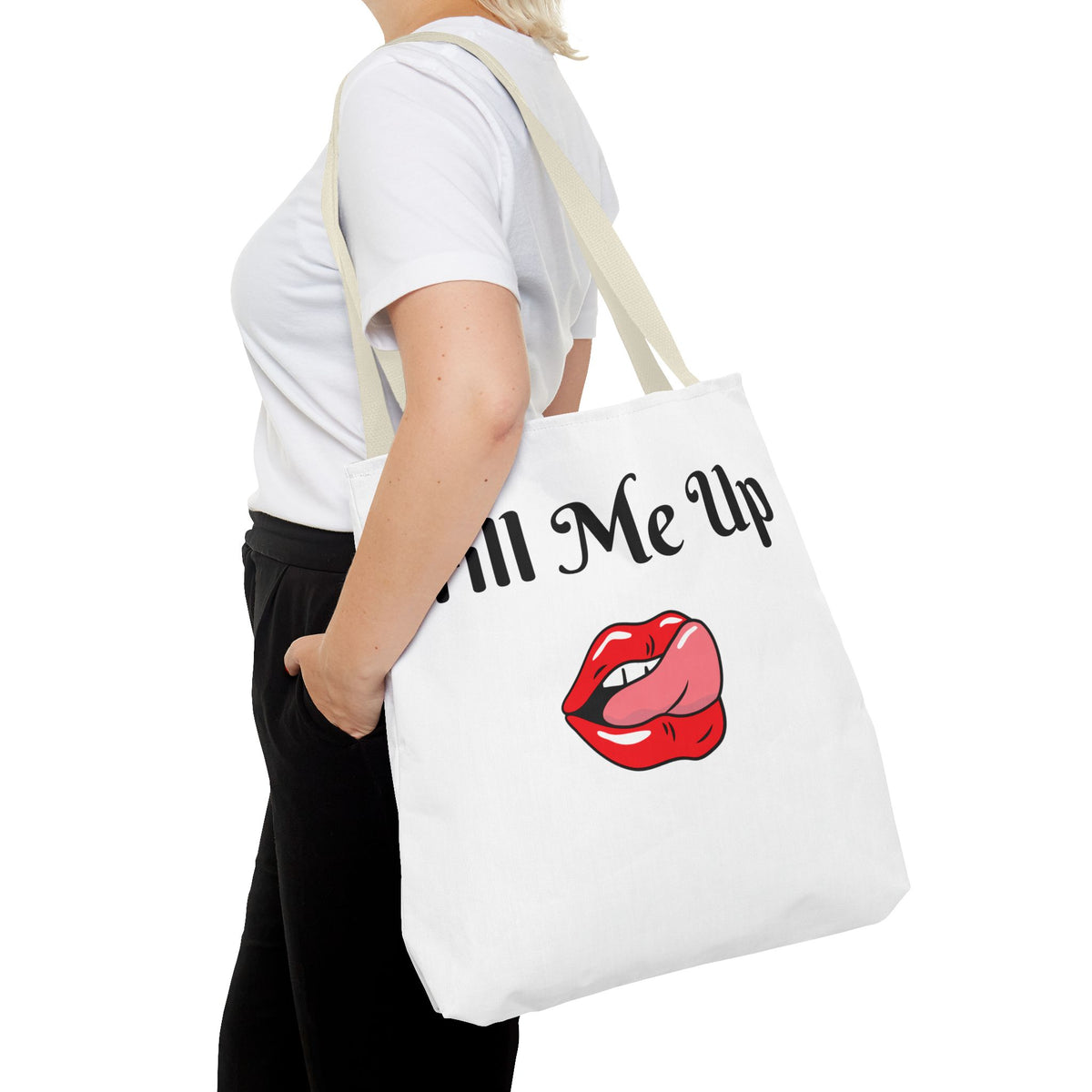Whimsical Tote Bag Fill Me Up, Books Lover Gift, Cute Canvas Tote