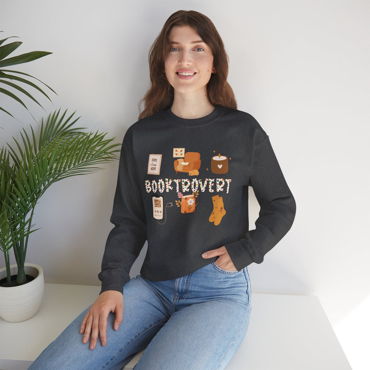 Cozy Booktrovert-Themed Crewneck Sweatshirt - Perfect for Home, Gifts, Birthdays, or Chill Days, Cute & Comfy!
