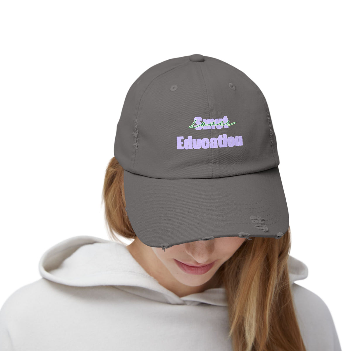 Pastel 'Smut Education Lover' Distressed Cap — Vintage Style Baseball Hat