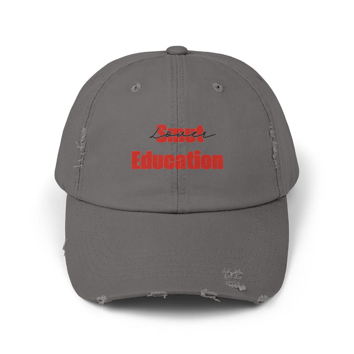 Black & Red 'Smut Education Lover' Distressed Cap — Vintage Style Baseball Hat