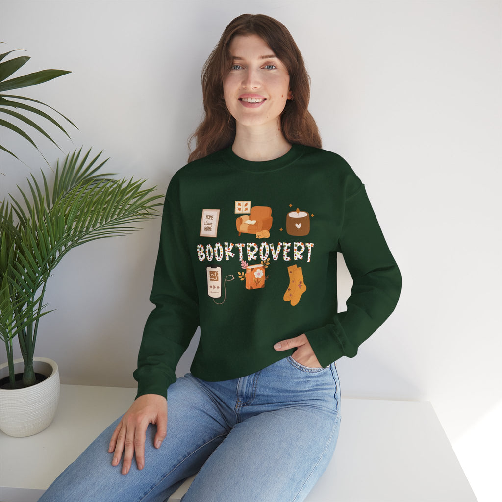 Cozy Booktrovert-Themed Crewneck Sweatshirt - Perfect for Home, Gifts, Birthdays, or Chill Days, Cute & Comfy!
