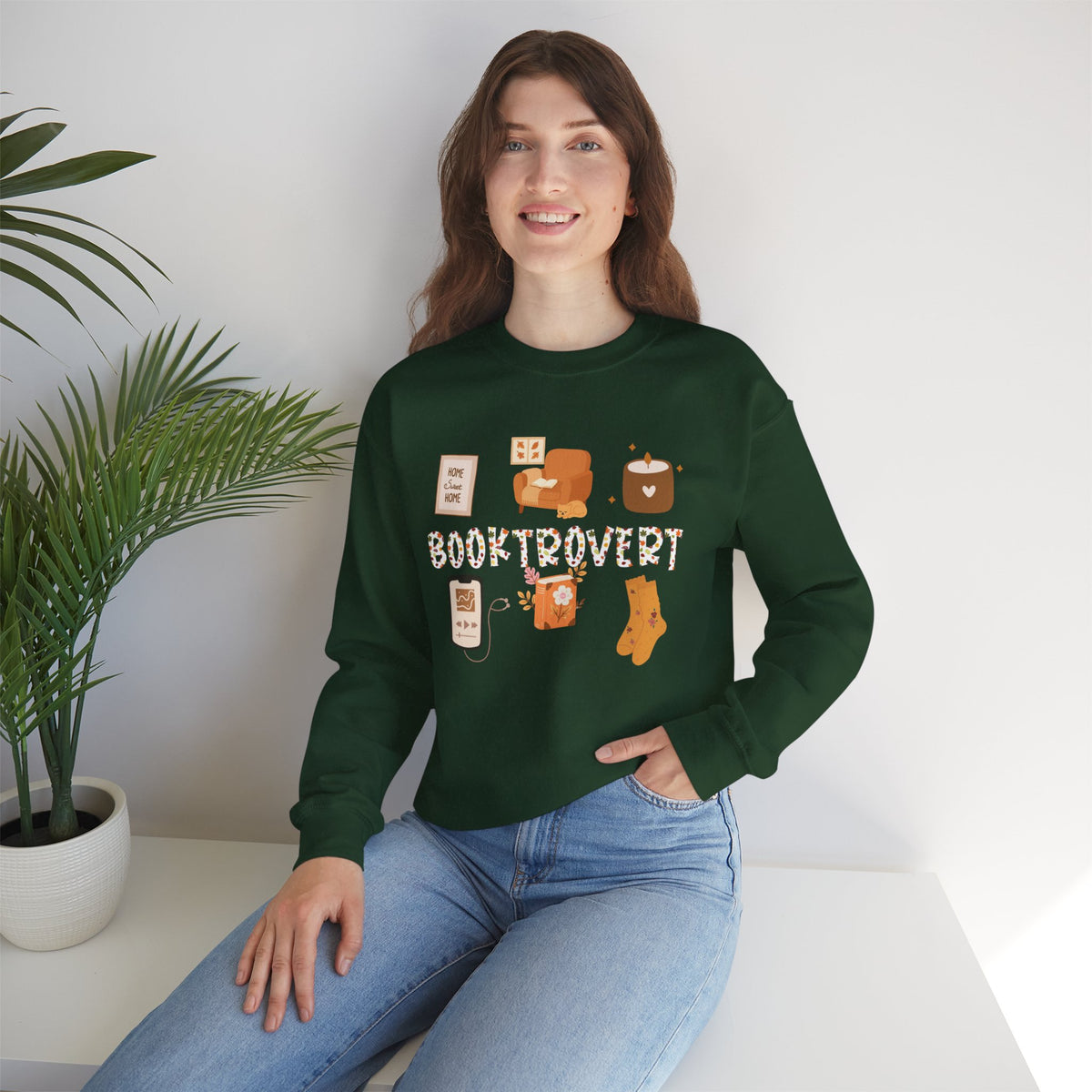 Cozy Booktrovert-Themed Crewneck Sweatshirt - Perfect for Home, Gifts, Birthdays, or Chill Days, Cute & Comfy!