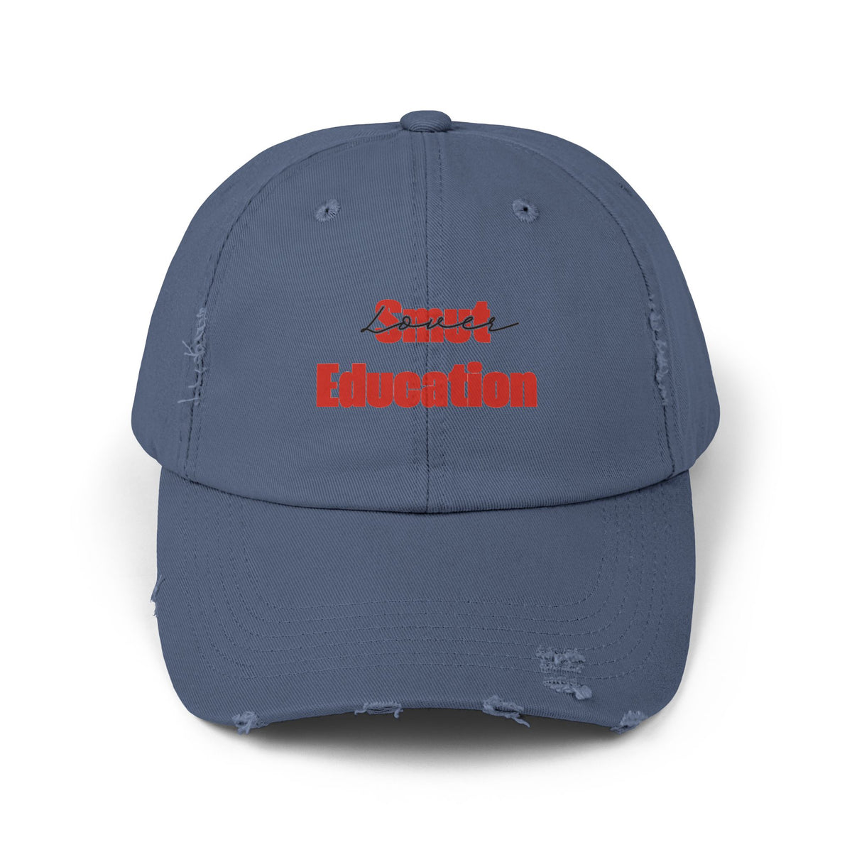 Black & Red 'Smut Education Lover' Distressed Cap — Vintage Style Baseball Hat