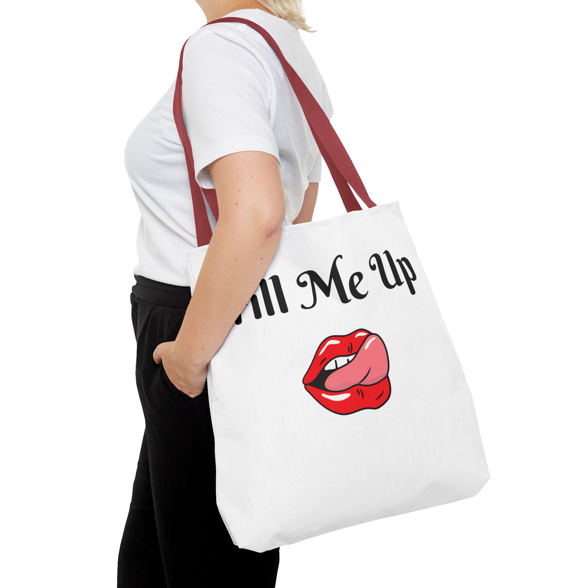 Whimsical Tote Bag Fill Me Up, Books Lover Gift, Cute Canvas Tote