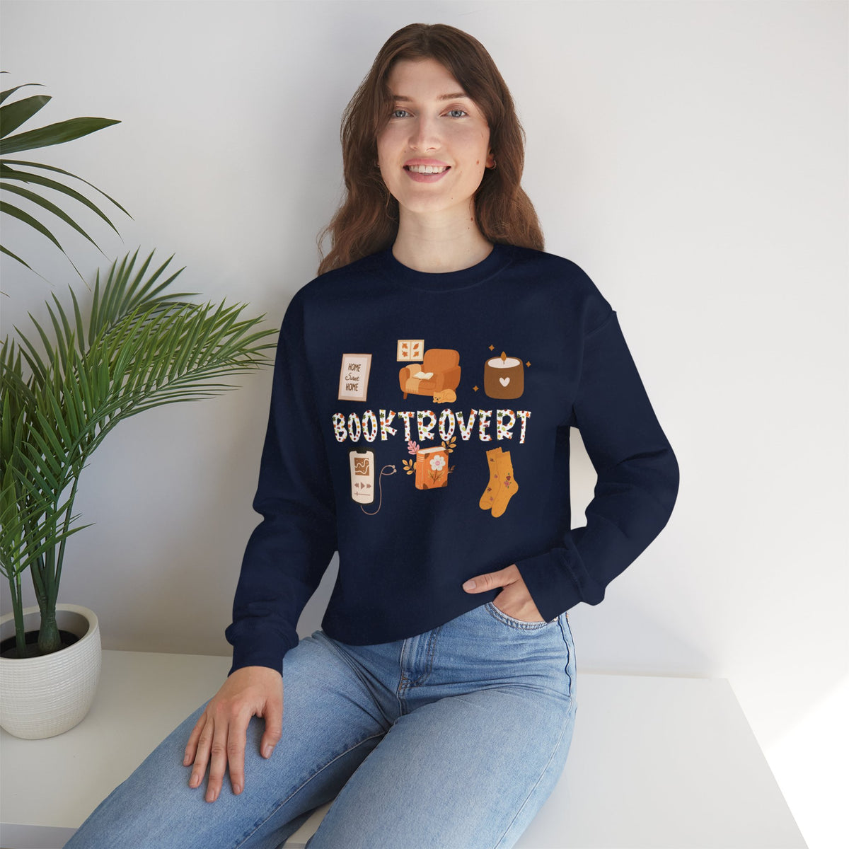 Cozy Booktrovert-Themed Crewneck Sweatshirt - Perfect for Home, Gifts, Birthdays, or Chill Days, Cute & Comfy!