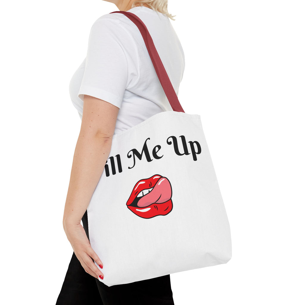 Whimsical Tote Bag Fill Me Up, Books Lover Gift, Cute Canvas Tote