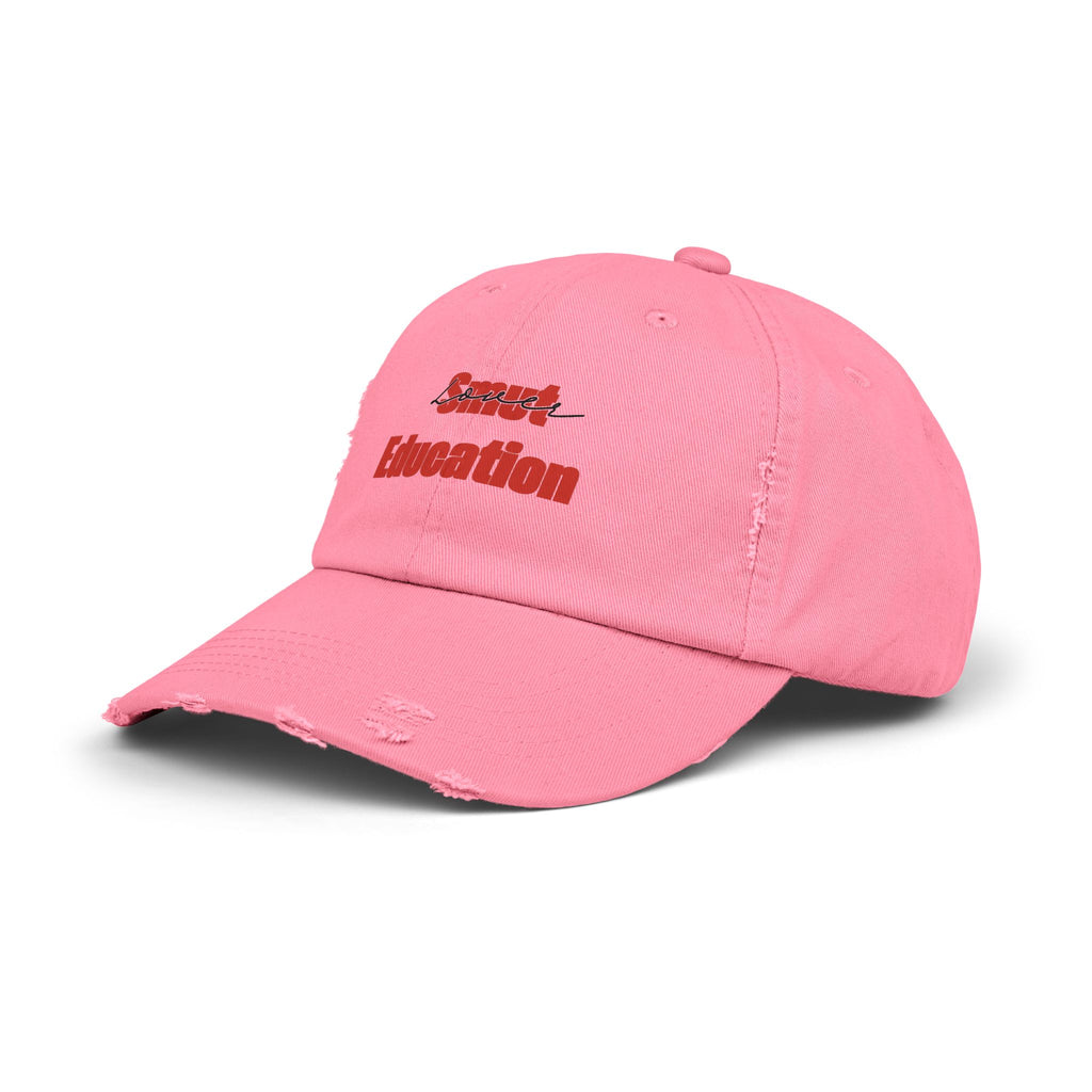 Black & Red 'Smut Education Lover' Distressed Cap — Vintage Style Baseball Hat