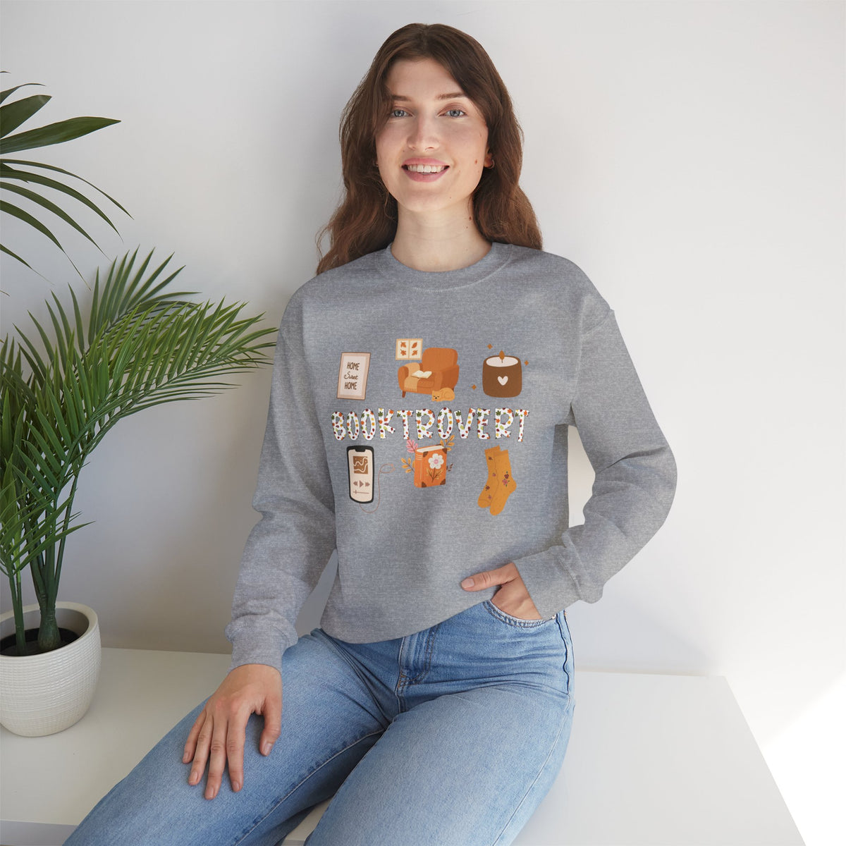 Cozy Booktrovert-Themed Crewneck Sweatshirt - Perfect for Home, Gifts, Birthdays, or Chill Days, Cute & Comfy!